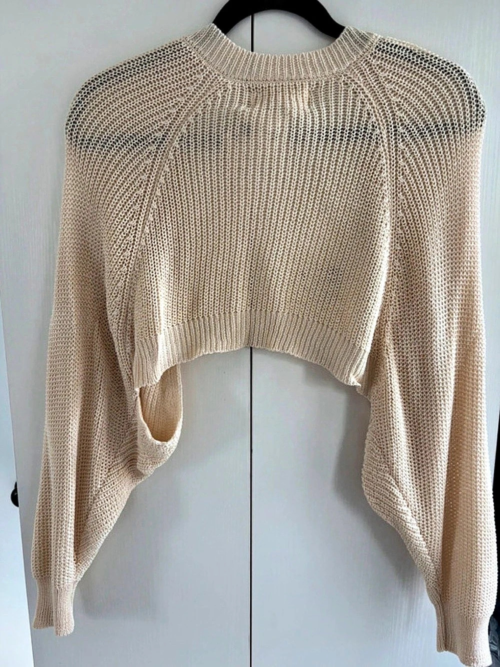 Anthropologie Shrug Cardigan Cropped Open Knit Sweater in Beige NWT